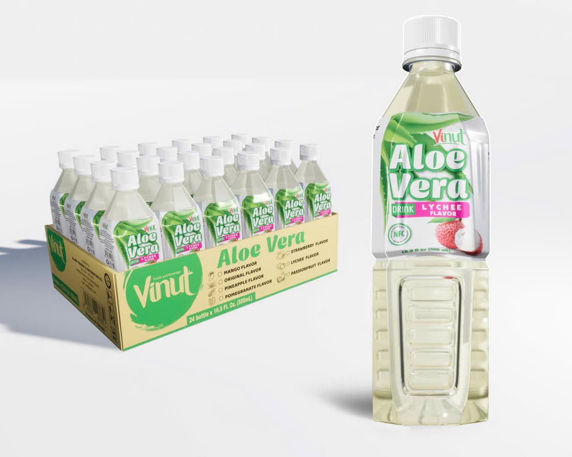 VINUT Nápoj s aloe vera s příchutí liči 500ml
