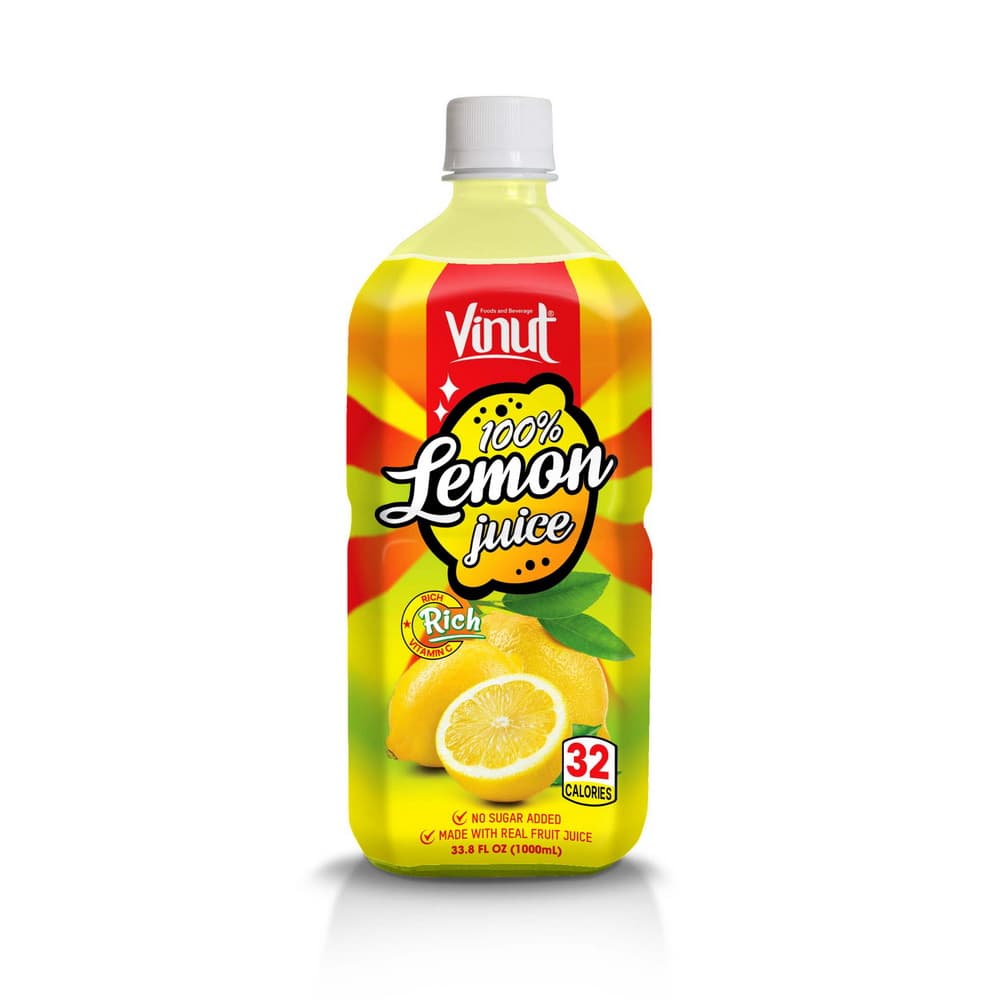 VINUT 100% Citronová šťáva, Bez přidaného cukru, 33.8 fl oz (1000 mL) PET lahev