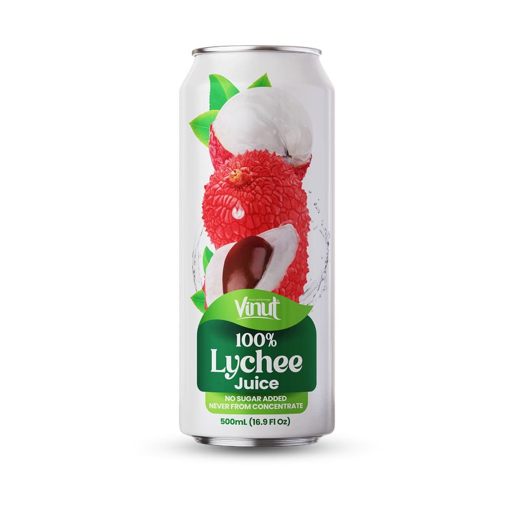 VINUT 100% liči džus, bez přidaného cukru, nikdy z koncentrátu, tenká plechovka, 16.9 fl oz 500 mL