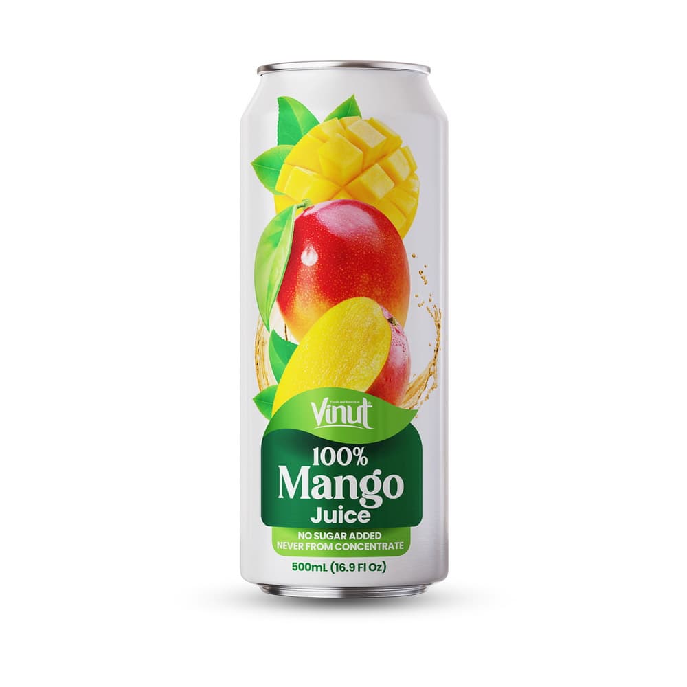 VINUT 100% mangový džus, bez přidaného cukru, ne z koncentrátu, tenká plechovka, 16.9 fl oz 500 mL