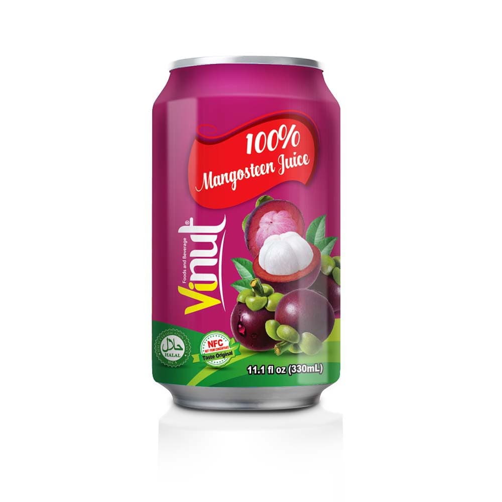 VINUT 100% mangostanový džus, 11.1 fl oz (330 mL) plechovka