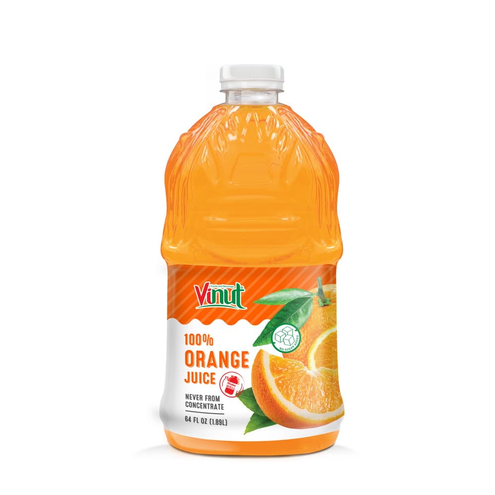 VINUT 100% pomerančový džus, Není vyroben z koncentrátu, PET lahev, 64 fl oz 1,89 l