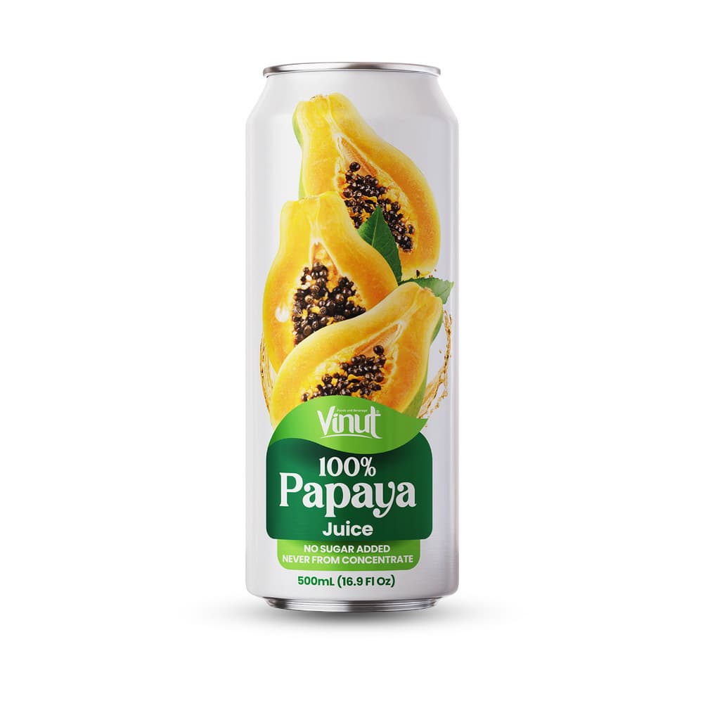 VINUT 100% papájový džus, bez přidaného cukru, ne z koncentrátu, tenká plechovka, 16.9 fl oz 500 mL