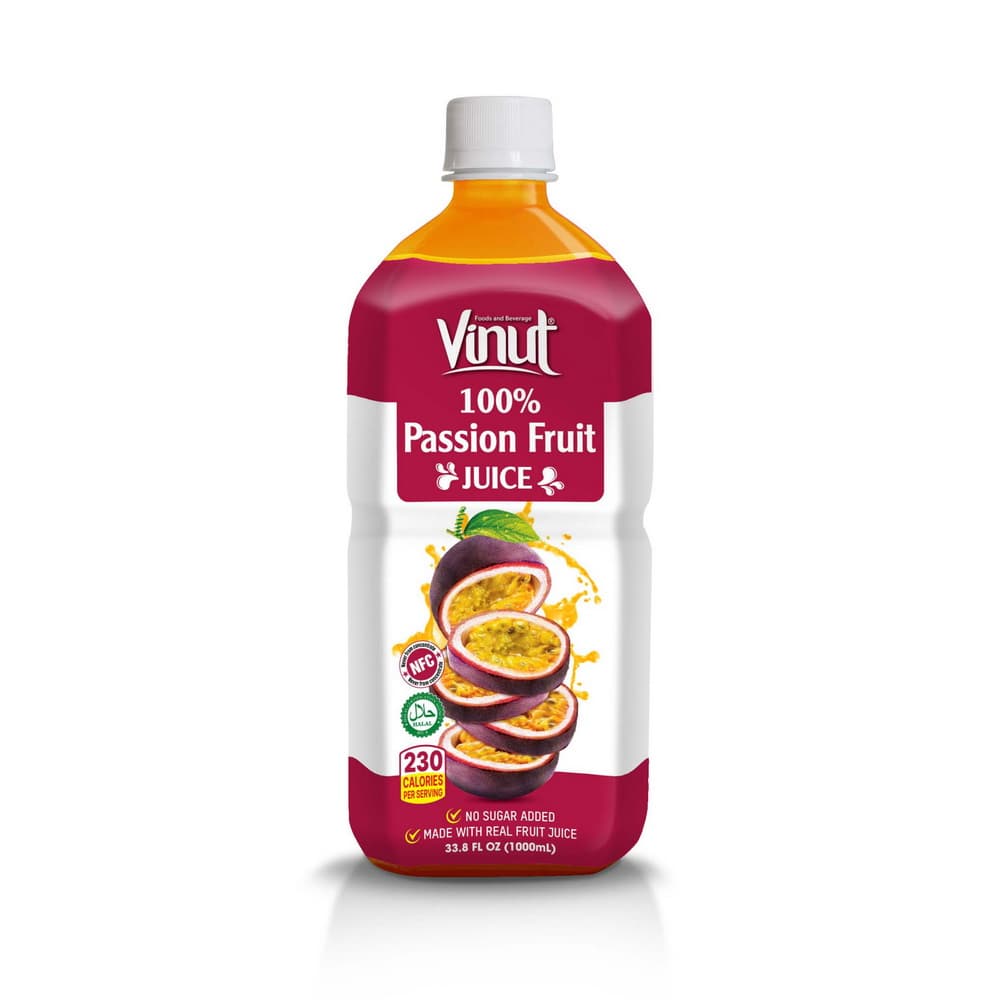 VINUT 100% marakujová šťáva, NFC, bez přidaného cukru, PET lahev, 33.8 fl oz 1000 mL