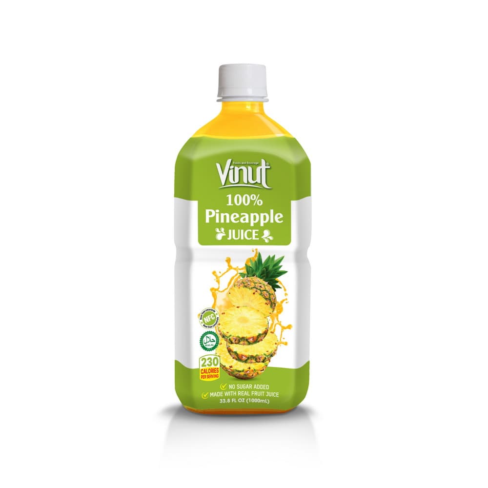 VINUT 100% ananasový džus bez přidaného cukru, 33.8 fl oz (1,000 mL) PET lahev