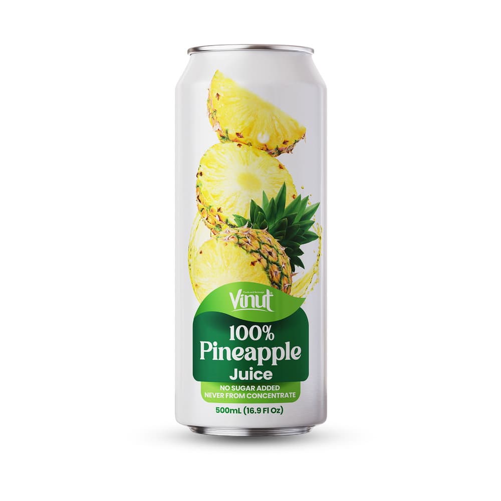 VINUT 100% ananasová šťáva, bez přidaného cukru, nikdy z koncentrátu, tenká plechovka, 16.9 fl oz 500 mL