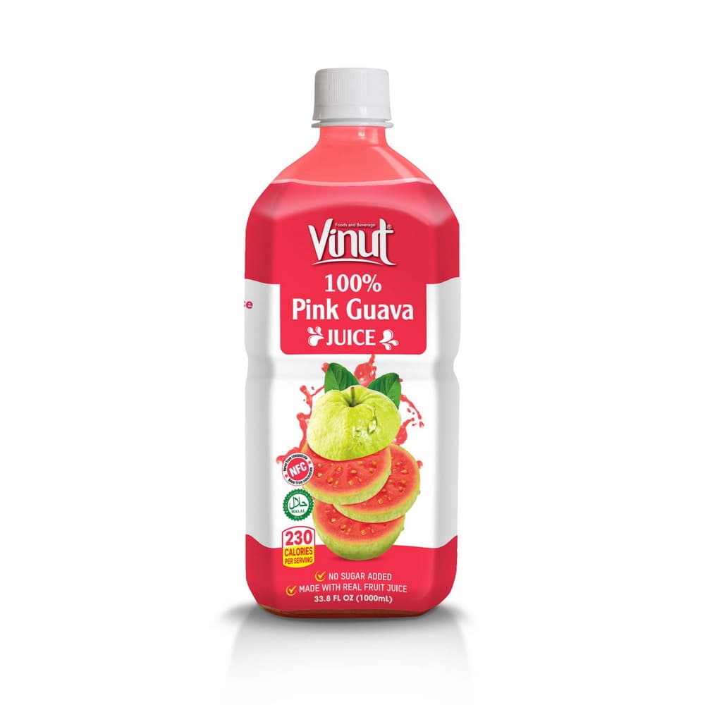 VINUT 100% džus z růžové guavy, bez přidaného cukru, 33.8 fl oz (1,000 mL) PET lahev