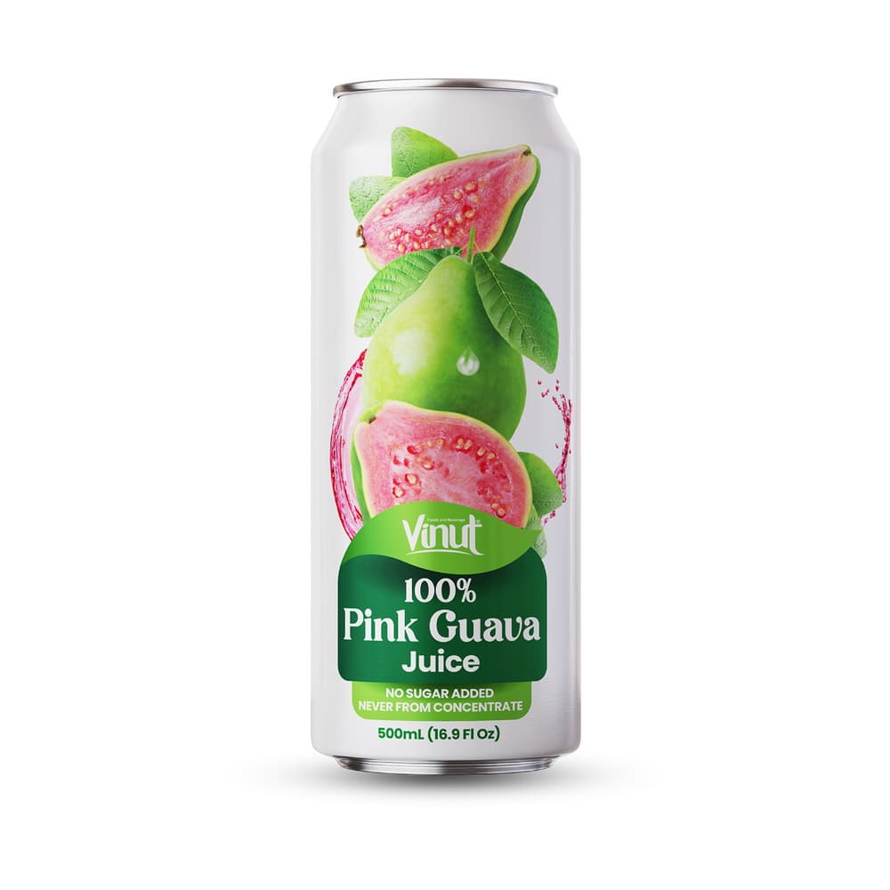 VINUT 100% džus z růžové guavy, bez přidaného cukru, není z koncentrátu, tenká plechovka 16.9 fl oz 500 mL