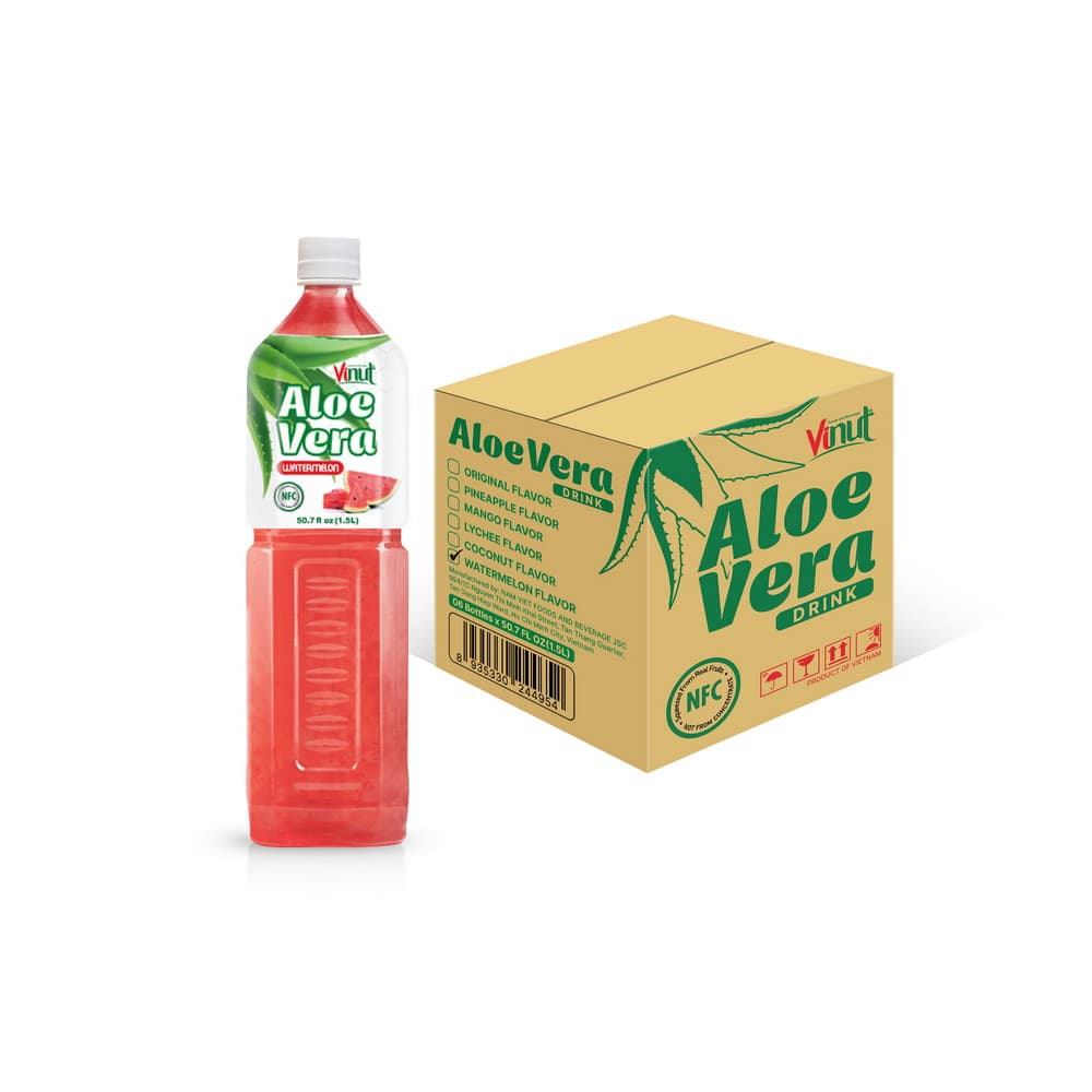 Vinut Aloe Vera Drink Watermelon, NFC, PET Bottle, 50.7 fl oz 1.5 L