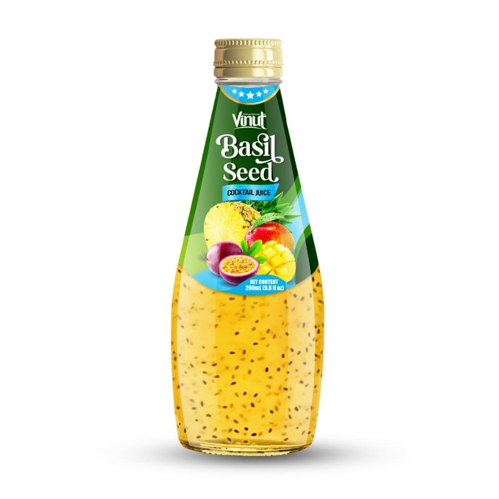 VINUT Nápoj s bazalkovými semínky Koktejl, skleněná láhev, 9.8 fl oz (290 mL)