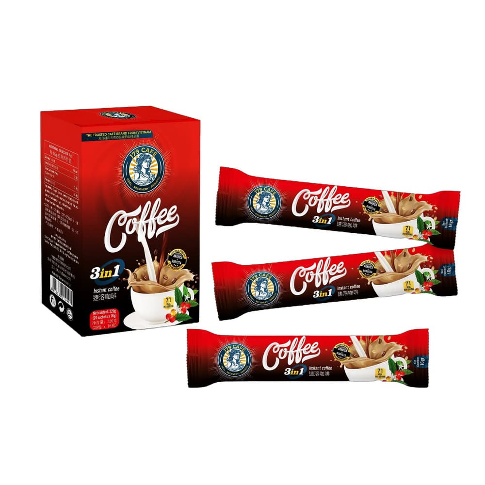 VINUT Káva 3v1, Instantní káva, Krabice (20 sáčků x 16g), (320g)