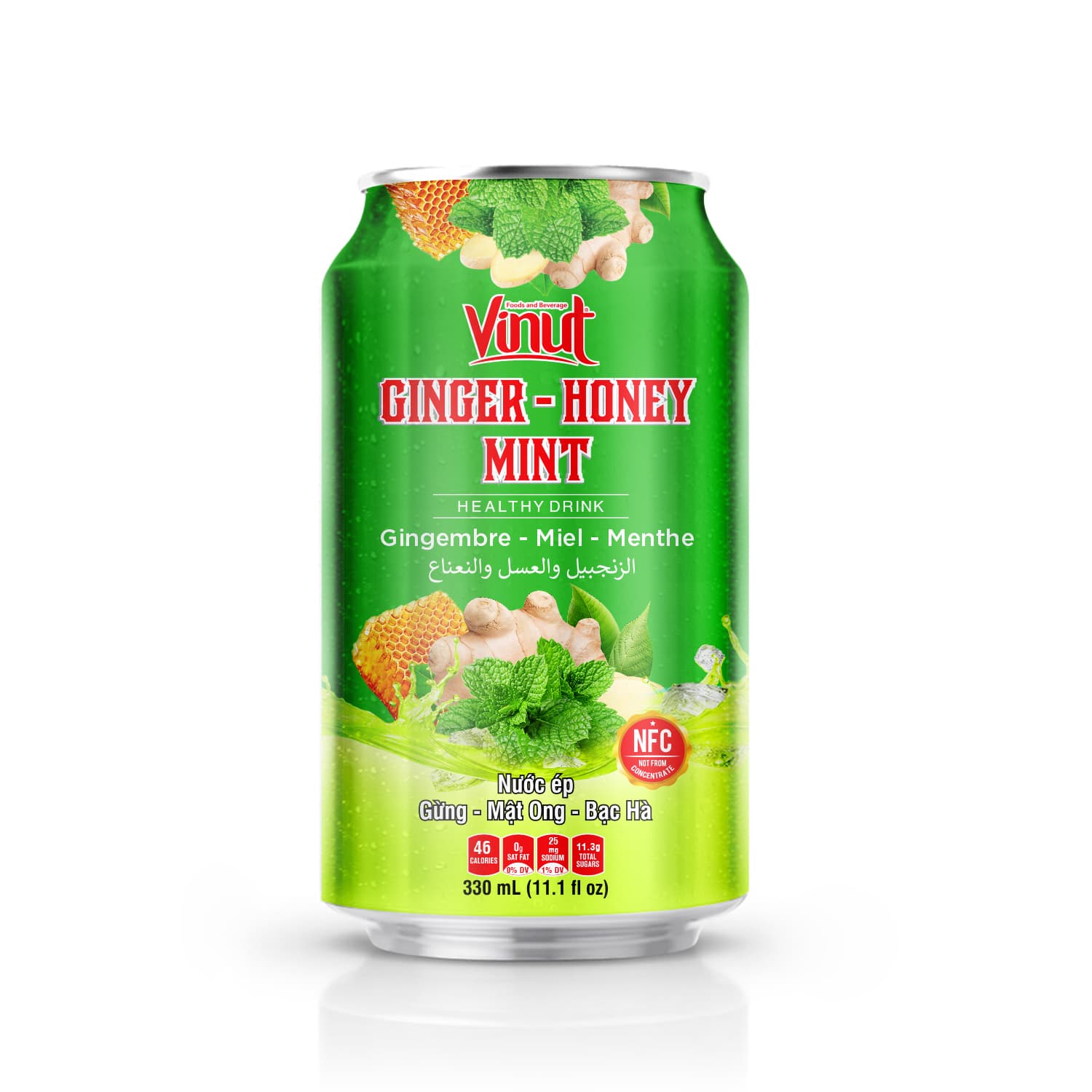 Vinut Ginger-Honey Mint Healthy Drink, NFC, Slim Can, 11.1 fl oz 330 mL