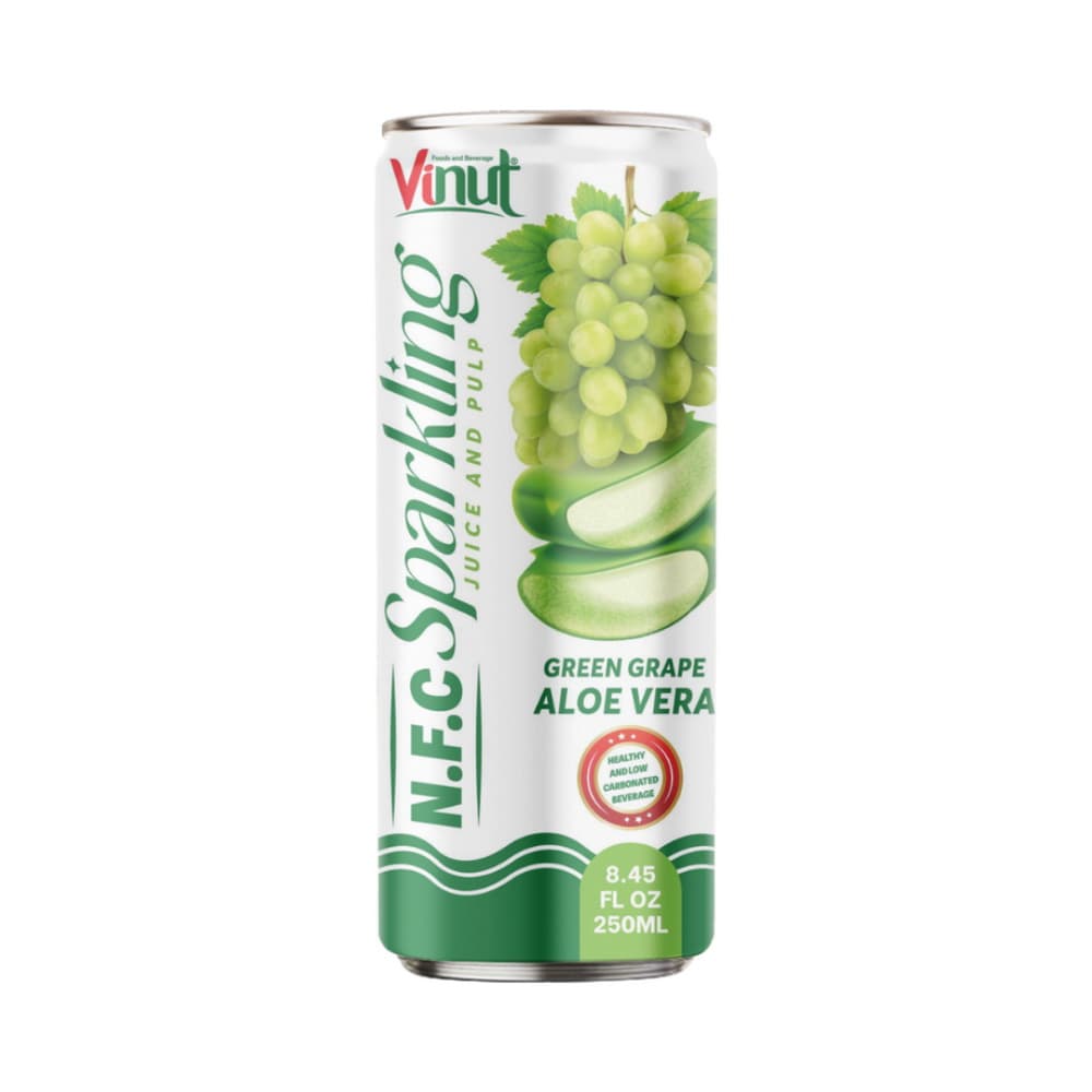 VINUT Perlivá N.F.C šťáva ze zelených hroznů a aloe vera s dužinou, zdravý a nízce sycený nápoj, tenká plechovka, 8.45 fl oz (250 mL)