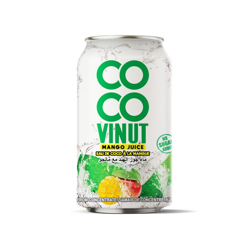 VINUT Kokosová voda s mangovou šťávou, bez přidaného cukru, 330 mL