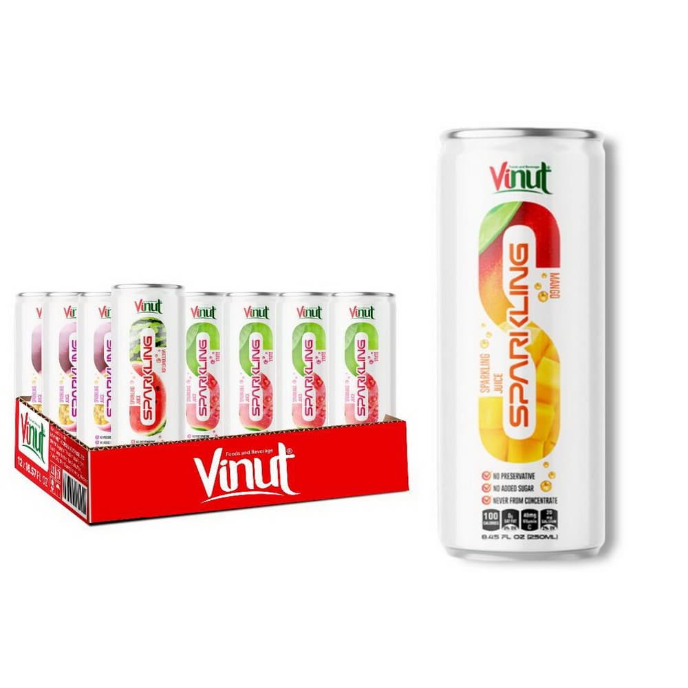 VINUT Perlivá mangová šťáva, Není z koncentrátu, Bez přidaného cukru, Slim plechovka, 8.45 fl oz (250 mL)