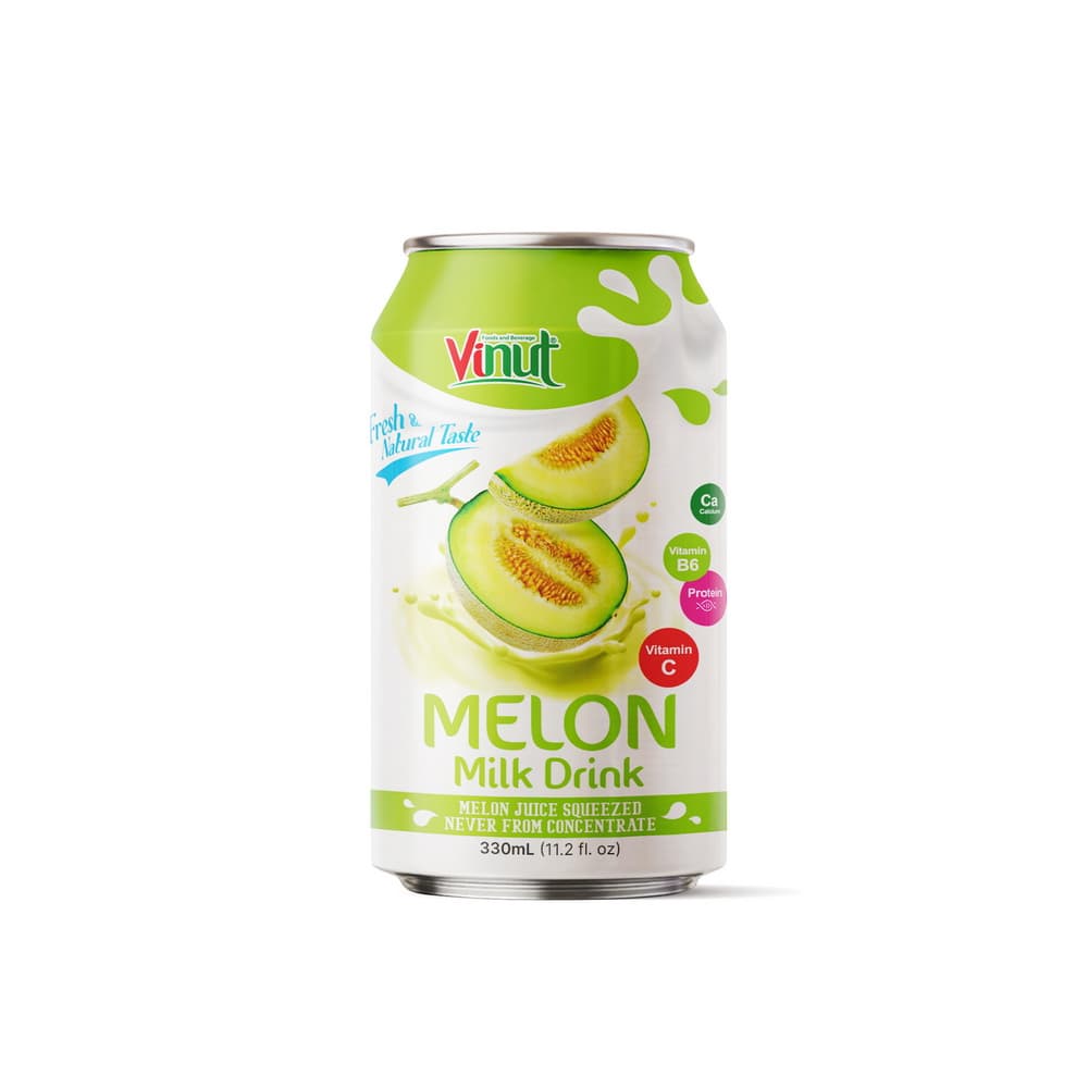 VINUT Melounový mléčný nápoj, čerstvá a přírodní chuť, z čerstvé šťávy (NFC), plechovka, 11.2 fl oz (330 mL)