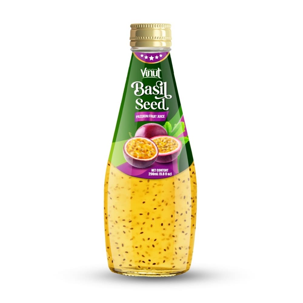 VINUT Marakujový nápoj s bazalkovými semínky, skleněná láhev, 9.8 fl oz (290 mL)